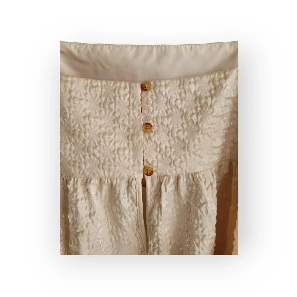 Kika Vargas x Target Cream Fairycore Midi Dress Empire Waist Size 1X Textured - Picture 8 of 13